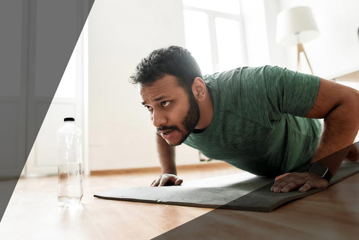 a man working out at home